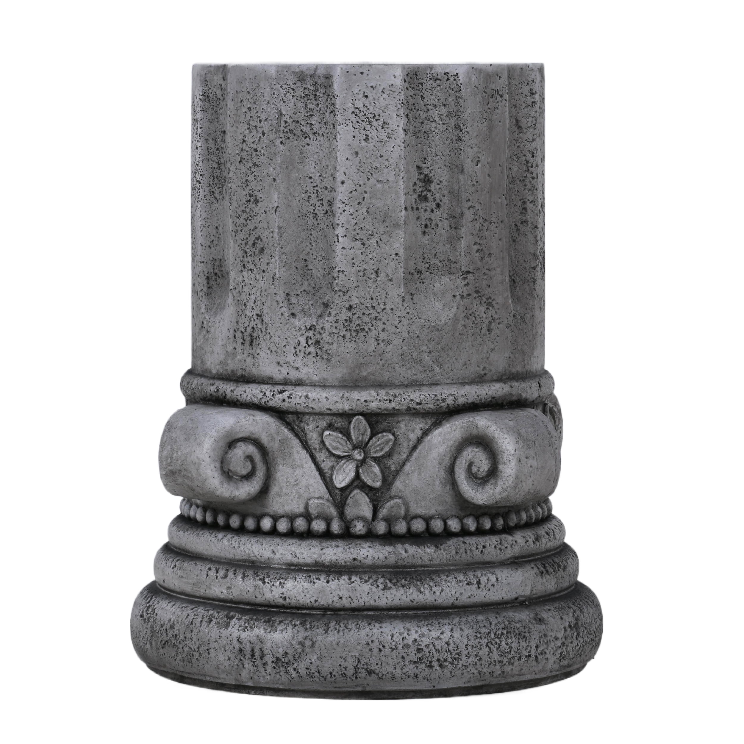 Cement Side Table, Modern Small Round Accent End Table for Patio Garden Backyard Outdoor Rest Area, Antique Grey
