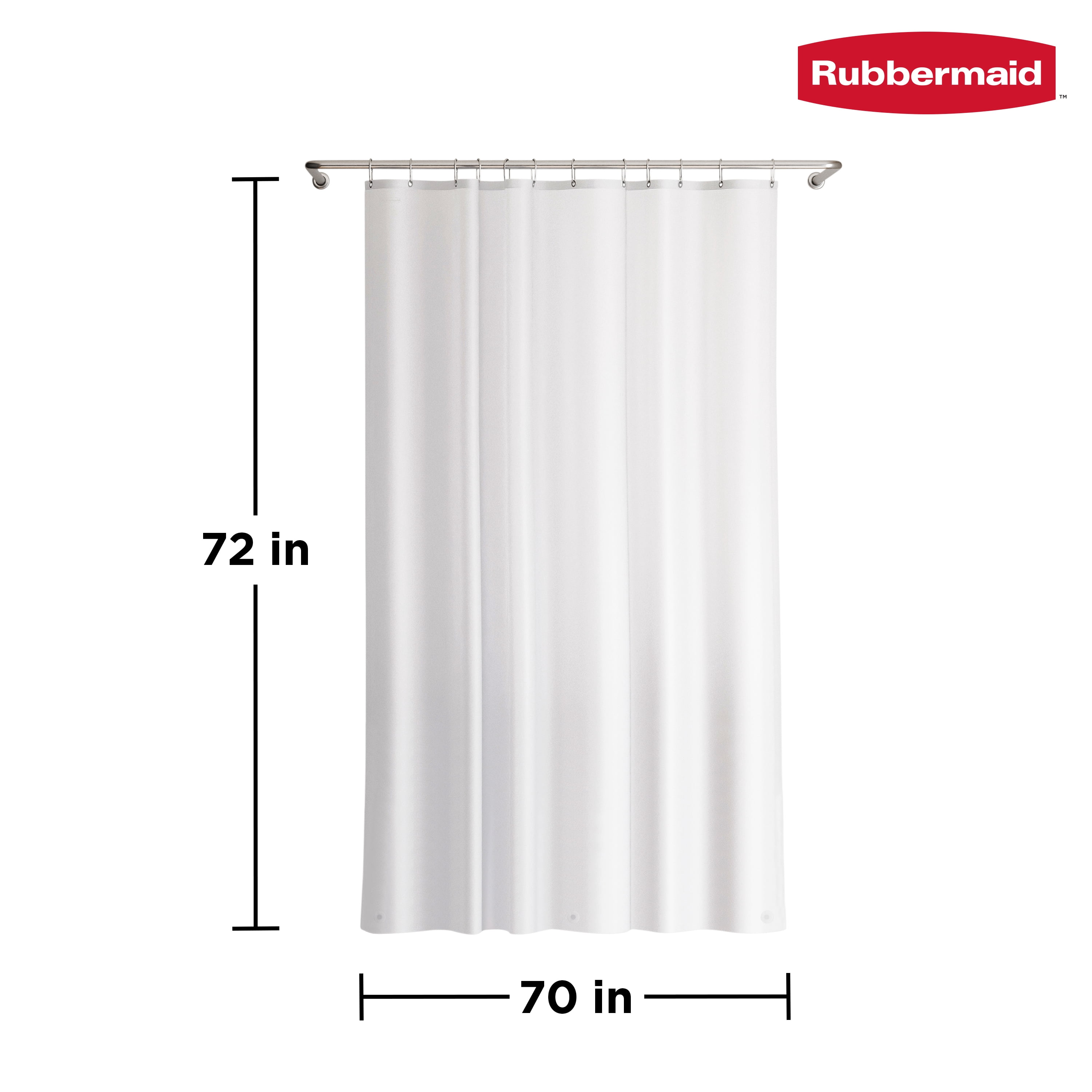 Rubbermaid Frosty Heavyweight Waterproof PEVA Shower Curtain Liner, BPA-Free, 70 x 72 inches