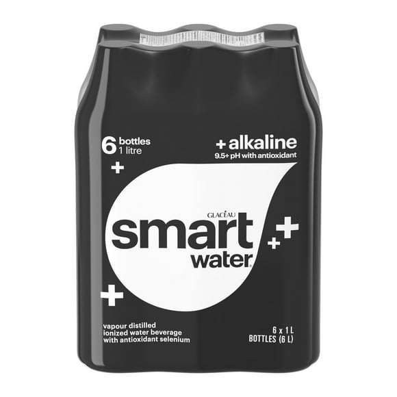 Glaceau Smartwater Alkaline with Antioxidant Bottle, 1 Liter, 6 Pack, 1LT 6PK