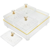 Niceauty Birthday Divided Serving Plates with Tray Transparent 1 Set