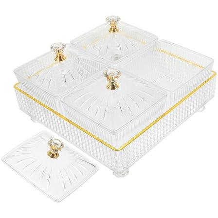 Niceauty Birthday Divided Serving Plates with Tray Transparent 1 Set