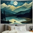 thumbnail image 2 of PRATYUS  Mountain Tapestry Nature Forest Tree Tapestries for Bedroom Aesthetic Starry Night Moon Stars Tapestrys Wall Hanging Teal Abstract Wall Tapestry for Dorm Living Room 60x50inch, 2 of 6