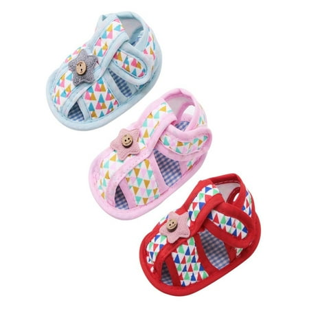 

Zupora Summer Infant Baby Boys Girls Toe Closed Sandals Toddler Star Stitching Cotton Hook&Loop First Walkers Shoes