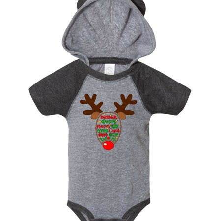 

Inktastic Christmas Reindeer Face with Names and Red Nose Gift Baby Boy or Baby Girl Bodysuit