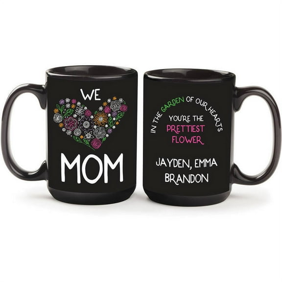 We Love Mom Personalized Black 15 oz. Mug