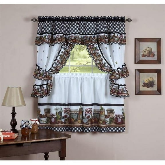 Ergode Mason Jars Window Curtain Set - 57x36 - Black/White
