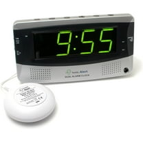 Sonic Alert - Sonic Bomb Dual Alarm Clock, Bed Shaker Vibrator with Large Digital Display - Silver