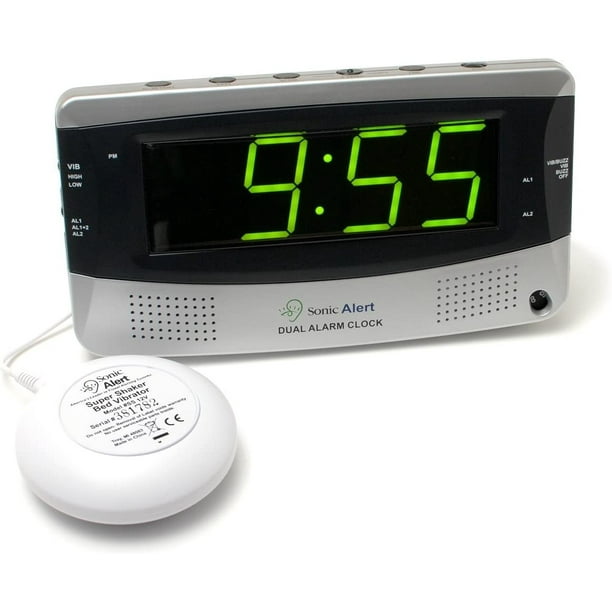 Sonic Alert Sonic Bomb Dual Alarm Clock, Bed Shaker Vibrator with