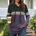 thumbnail image 2 of Weiqiqre Fall Outfits for Women Color Block Knit Hoodie – Casual Long Sleeve Pullover Sweater Tops with Pocket, 2 of 5