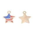 thumbnail image 4 of 50Pcs Light Gold Plated Alloy Enamel Pendants 4th of July Patriotic American Flag Star 18x16x2mm Hole: 1.5mm, 4 of 8