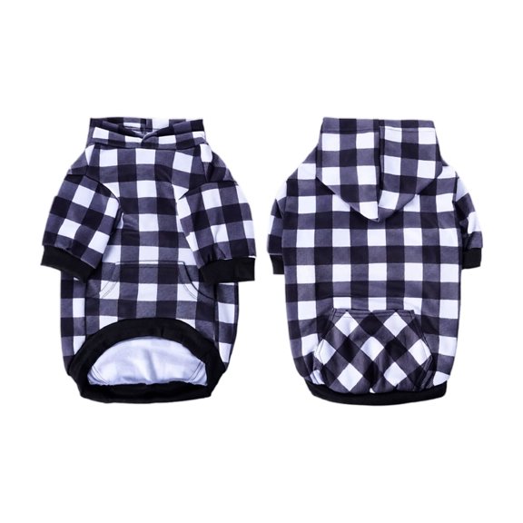 Pet Dog Supplies, Buffalo Plaid Dog Hoodie, Fleece Lined Dog Sweater, Fleece Dog Winter Coat, Warm Soft Xxl Black Pullover Pet Apparel That Works for Small, Medium, and Large