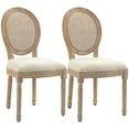 thumbnail image 2 of HOMCOM French-Style Upholstered Dining Chair Set, Armless Accent Side Chairs with Rattan Backrest and Linen-Touch Upholstery, Set of 2, Cream White, 2 of 9