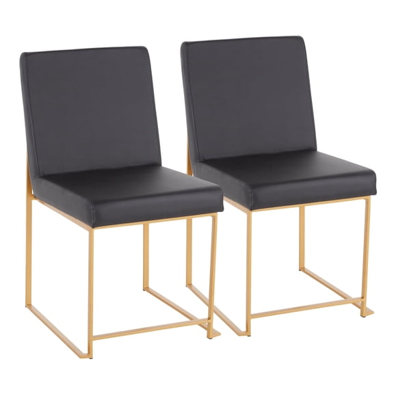 Miekor Furniture High Back Contemporary Dining Chair in Gold and Black Faux Leather - Set of 2 No3811