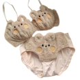 thumbnail image 1 of Women's 2Pcs Furry Bra and Panty Set Big Eyes Bear Plush Brassiere Underwear Cartoon Anime Lingerie Cartoon Bikini Set Milk bunny suit XL, 1 of 5