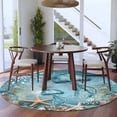 thumbnail image 4 of 6ft Round Rug, Coastal Jellyfish Non-Skid Rubber Backing Large Area Rugs - Living Room Bedroom Home Office, Blue Coral Starfish Abstract Painting Indoor Floor Mat Carpets Washable Rug, 4 of 9