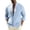 Sky Blue, variant on Men Long Sleeve Mandarin Collar Textured Linen Button Down Shirt Double Row Metal Button Placket Rollable Cuff Curved Hem Loose Wrinkle Free Vacation Casual Blouse Pink L