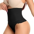 thumbnail image 2 of Defitshape Women's High Waist Thong Shapewear Shorts Slimming Panties Lace Sexy Body Shaper Boned Elastic Waist Shaper Black X-Small, 2 of 4