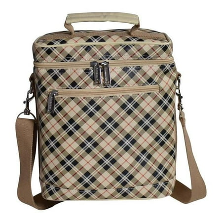 

Beer Bag Tan Plaid Insulated 6 Bottle Beverage Tote