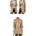 thumbnail image 5 of Chaqueta cortavientos para hombre, estilo vintage, para primavera y otoño, estilo gabardina de negocios, abrigo largo clásico cruzado para hombre., 5 of 5
