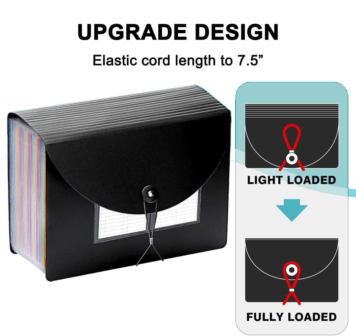 PHANCIR 24 Pocket Accordion File Organizer Thicker & Sturdy, Freestanding File Paper Folder with Labels for Classroom, Home, Office and Travel,2 Pack