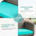 thumbnail image 2 of Walsunny Outdoor Patio Rattan Wicker Furniture Conversation Set 4 Piece with Cushions Tempered Glass Tabletop,Blue, 2 of 7