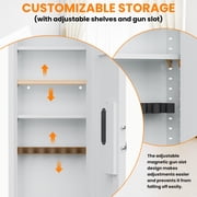 53.15 Wall Gun Cabinet, Biometric Fingerprint Hidden Safe With Dual Alarm System And Silent Mode, Gun Safes With 3 Adjustable Shelves, Magnetic Slot And Key Hook