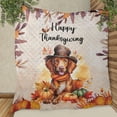 thumbnail image 3 of Happy Thanksgiving Vizsla Welcome Thankful Fall Autumn Pumpkin Quilt Blanket Vizslas Dog Lover Gifts Idea Cozy Comforter Throw Blanket - 02021, 3 of 5