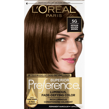 L'Oreal Paris Superior Preference Permanent Hair Color, 5G Medium Golden Brown