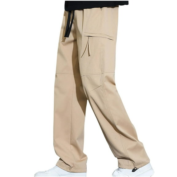 Mens Pants Casual Daily Outdoor Beach Lightweight Breathable Pants Pantalones Para Hombre Khaki XL
