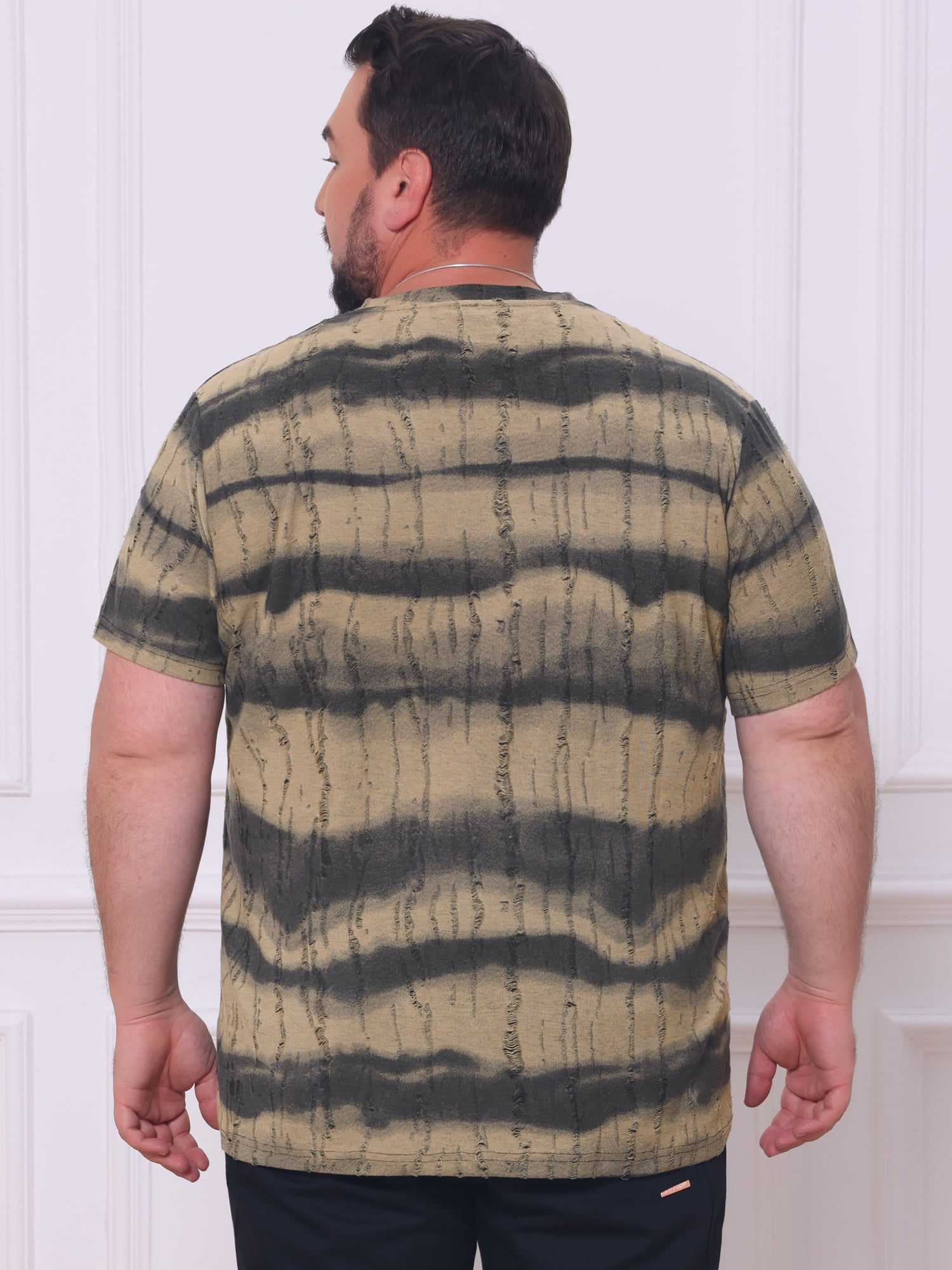 DARING DIVA Men's Big Tall Tie-Dye Crew Neck Short Sleeve T-Shirts 2XL Khaki