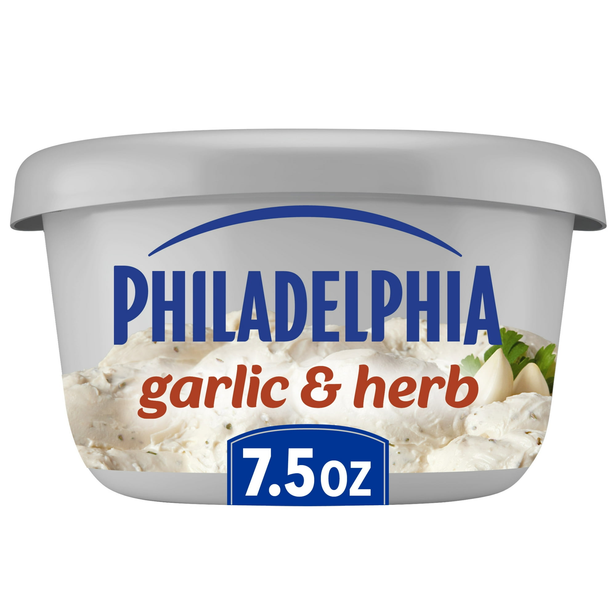 Philadelphia Flavored Cream Cheese Spread, 1 Tub, for Smooth, Spreadable Mornings, Garlic & Herb, No Artificial Preservatives, Flavors or Dyes, 7.5 oz