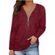thumbnail image 2 of Puntoco moda mujer manga larga cuello en V sólido cremallera blusa otoño casual pulóver tops Puntoco Puntoco-4008, 2 of 6
