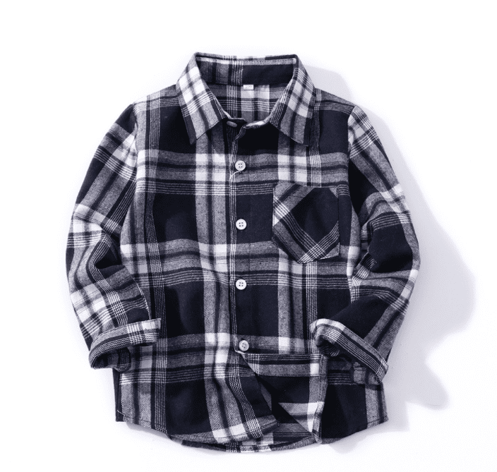 Kids Little Boys Girls Baby Long Sleeve Button Down Red Plaid Flannel Shirt Plaid
