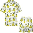 thumbnail image 4 of SKQIT Ensembles de Pyjama à Manches Courtes pour Femmes, 2 Pcs Imprimé Mignon Chemise Boutonnée en Satin Doux et Shorts, 4 of 7