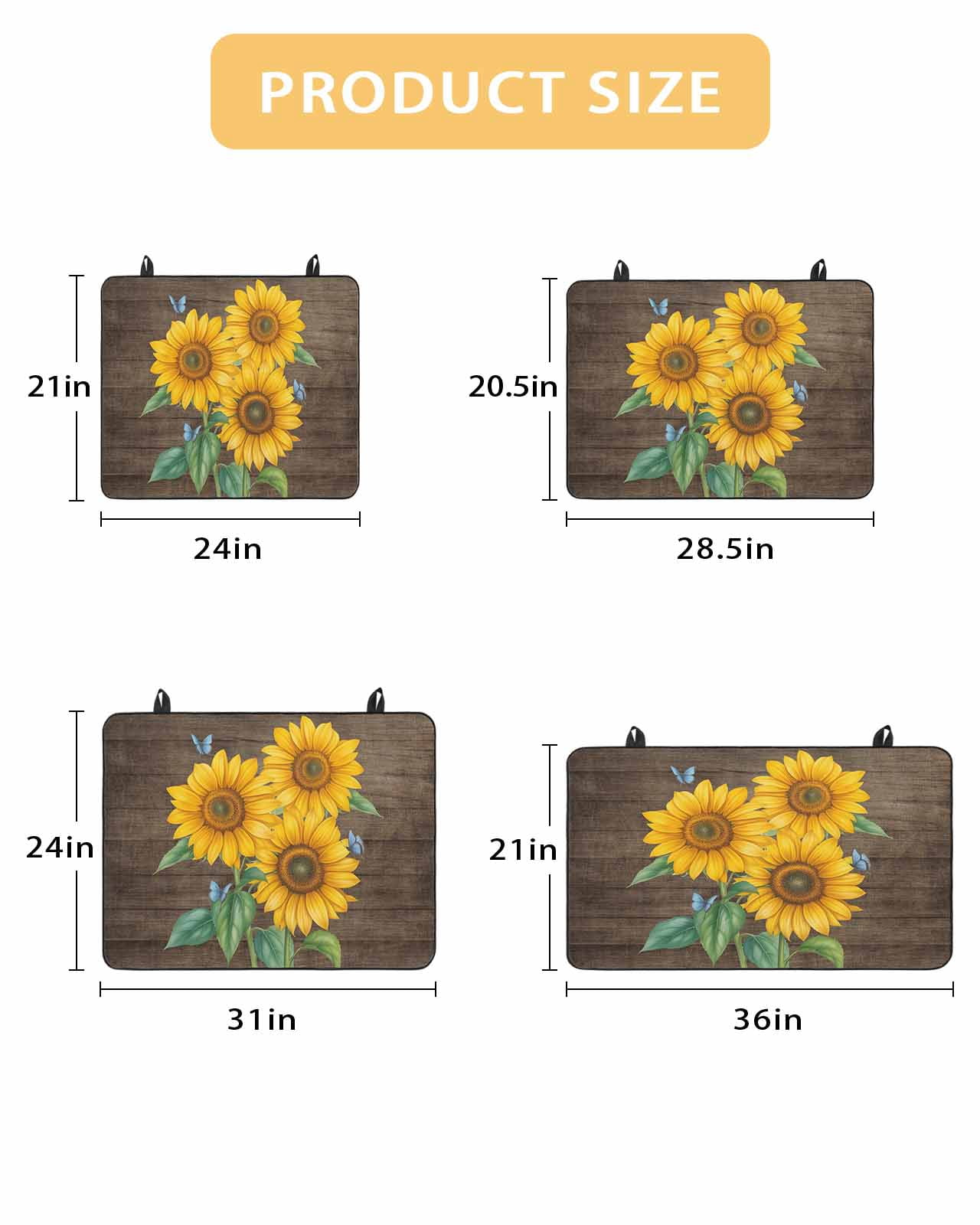 Large Induction Cooktop Protector Mat Sunflower Stove Top Covers for Electric Stove, Yellow Summer Botanical Butterfly Wooden Vintage Decorative Stove Burner Cover Mats, Glass Top Stove Cover