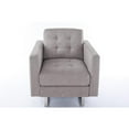 thumbnail image 7 of Victoria Beige Linen Fabric Armchair with Metal Legs, Side Pockets, and Pillow, 7 of 7