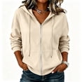 thumbnail image 2 of Zip Up Hoodies Women 2026 Spring Casual Long Sleeve Sweatshirts Fall Winter Track Jackets with Pockets Beige S, 2 of 5