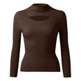 thumbnail image 4 of MESSUEN Turtleneck Sweater Women Ribbed Long Sleeve Tops for Women Open Weave Sweaters for Women Womens Blouses Summer Shirts Summer Tops Casual Summer Tops for Women Coffee One Size, 4 of 8