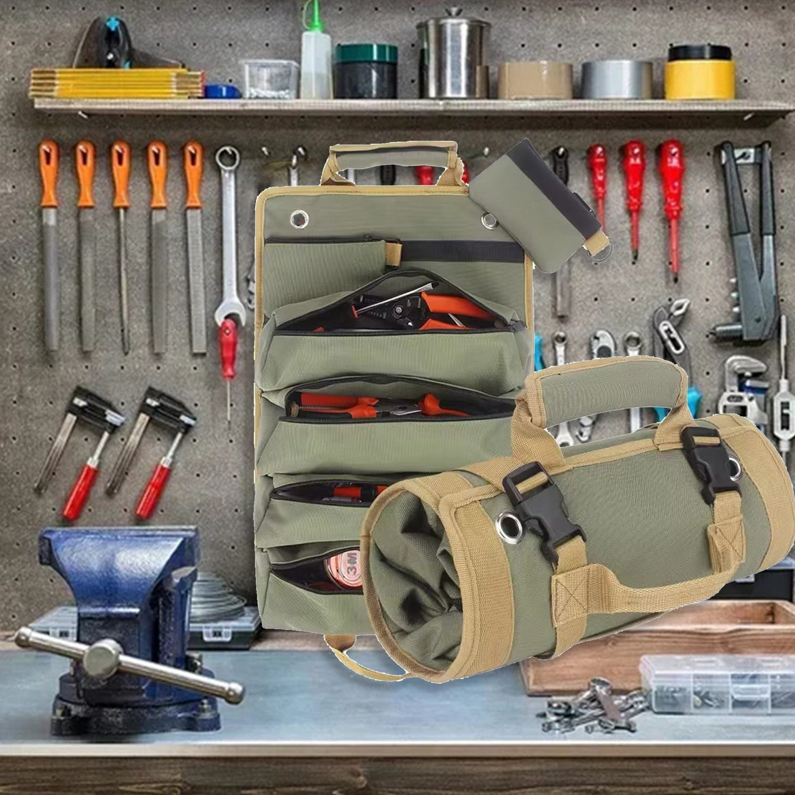 Heavy-Duty 1000D Tool Roll Bag – 40x30cm Foldable Organizer for Mechanics, Travel & Emergency Kits