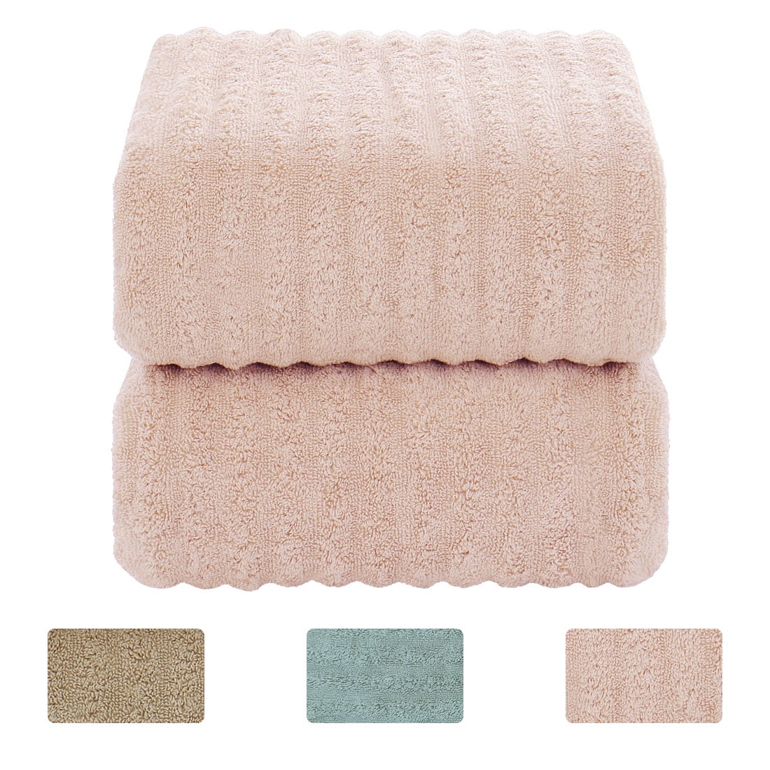 Soft and 510 GSM Thick Oversized Absorbent Ribbed Cotton Bath Towels 2