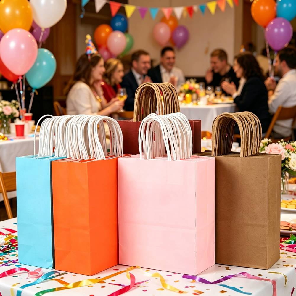 Tyasoleil 36Pcs Paper Gift Bags With Handles, 12 Colors Kraft Paper Party Favor Bags, Medium Size 10.6"x8.3"x4.3"