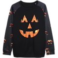 thumbnail image 5 of Chandails en Molleton Visage de Citrouille Halloween Femmes Mignon Pull Graphique Citrouille Décontracté Manches Longues Automne, 5 of 5