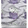thumbnail image 1 of Soimoi Satin Silk Fabric Umbrella,Boots & Handbag Women Fabric Prints By Yard 42 Inch Wide, 1 of 1
