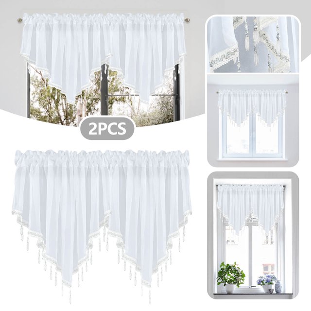 Cqxid Rideau à Moins de 10 $ 2 Pcs Rideau Uni Fini Rideau Draperie 51x24 Chambre Déco Maison Rideau Triangle Écran de Rideau Cuisine Rideau Court