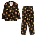 thumbnail image 3 of Kuiaobaty Maple Leaf Print Womens Pajama Set, Thanksgiving Soft Long Sleeve Pajamas & Long Pants with Pockets, Warm Button-up Sleepwear Lounge Pjs, XL, 3 of 7