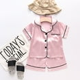 thumbnail image 3 of Hiijoy Newborn Girls Pajamas Satin Button Down Short Sleeve Shirt Shorts Sleepwear, Sizes 6-12M, 3 of 3