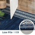 thumbnail image 3 of Washable Runner Rug 2x6ft – Soft Non-Slip Low Pile Carpet with Geometric Border Design, Blue Tones – Stain-Resistant Runner for Hallway, Entryway and Kitchen, 3 of 7