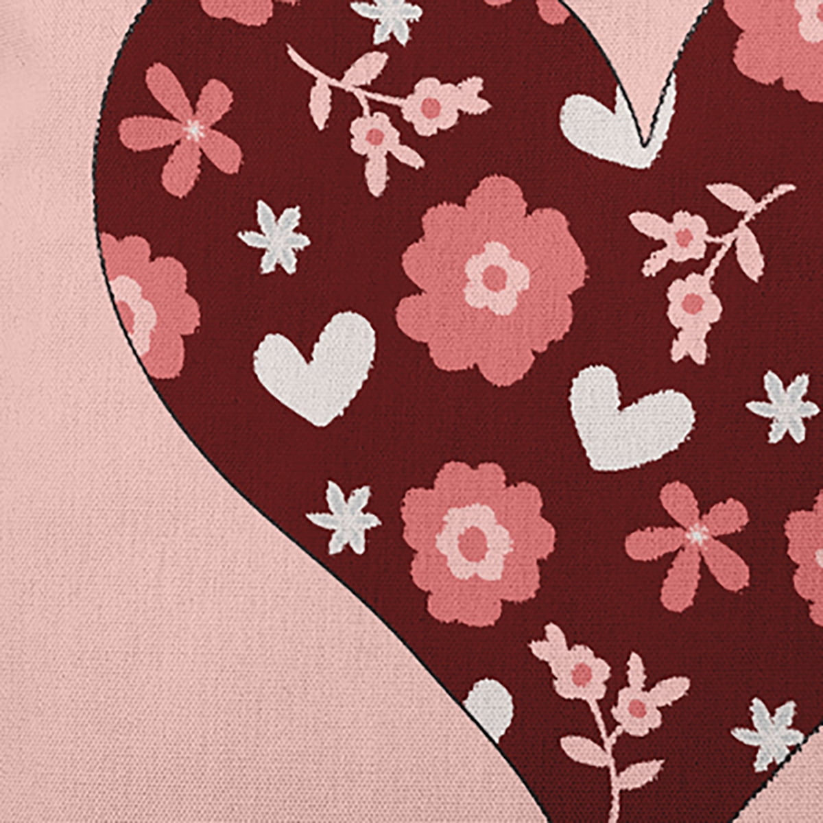 20"x14" Simply Daisy Valentines Flowery Love Hearts Poly Accent Pillow, Maroon Qty 1