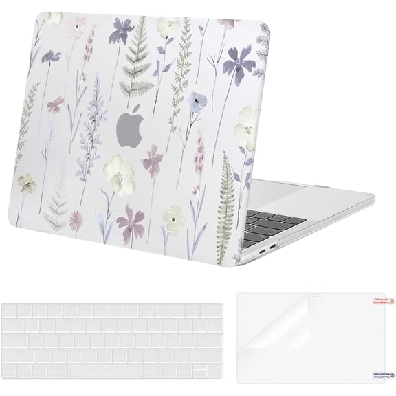 MOSISO Compatible with MacBook Pro 13 inch Case M2 2026, 2025, 2024-2016 A2338 M1 A2251 A2289 A2159 A1989 A1708 A1706, Plastic Meadow Floral Hard Shell Case&Keyboard Cover&Screen Protector