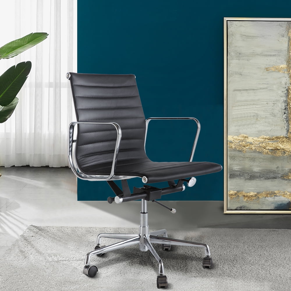 Computer Chair with Arms, PU Leather Upholstery Low Back Executive